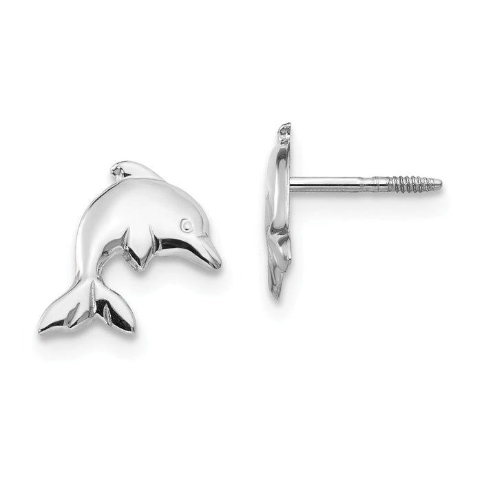 14k White Gold Madi K Dolphin Earrings, 8mm x 6mm