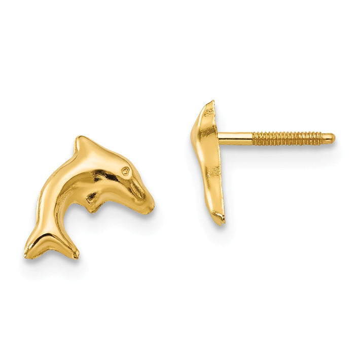 14k Yellow Gold Madi K Sm. Dolphin Earrings, 8mm x 5mm