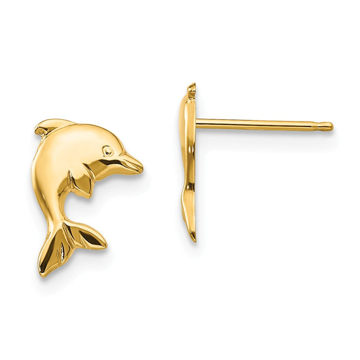 14k Yellow Gold Madi K Dolphin Earrings, 10mm x 8mm