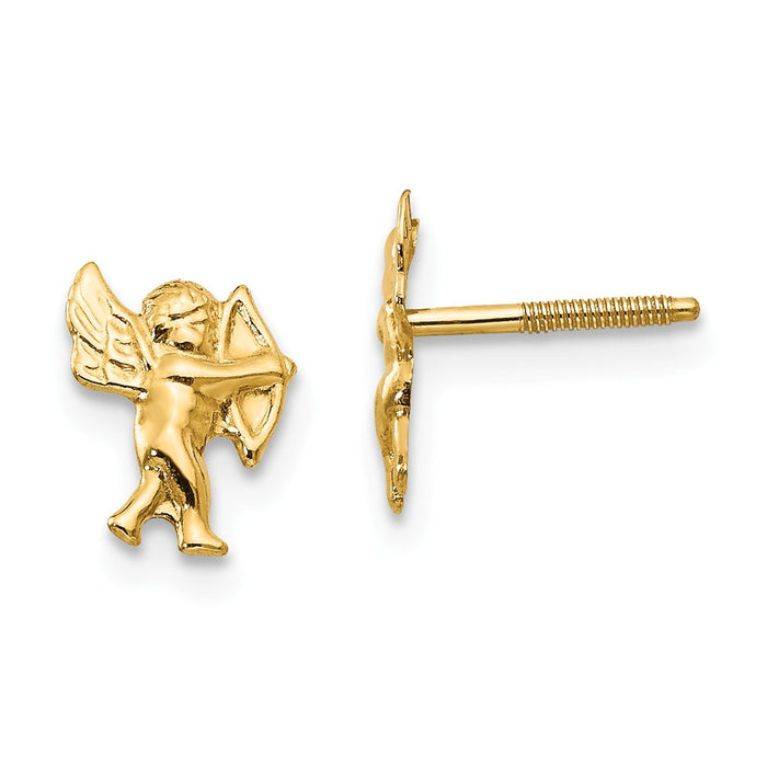 14k Yellow Gold Madi K Polished Cupid Screwback Earrings, 8mm x 8mm