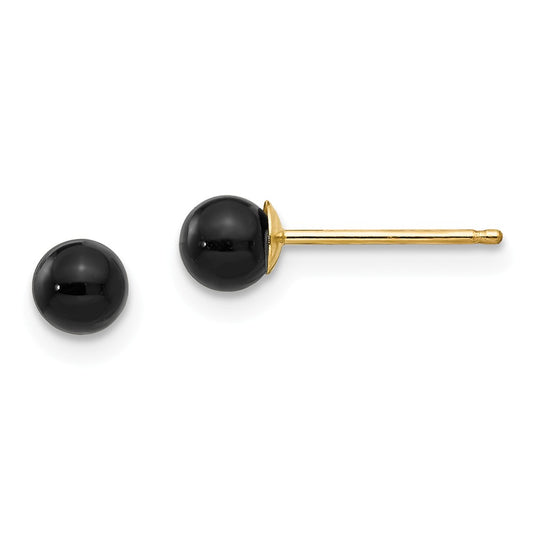 14k Yellow Gold Madi K Onyx Bead Earrings, 4mm x 4mm