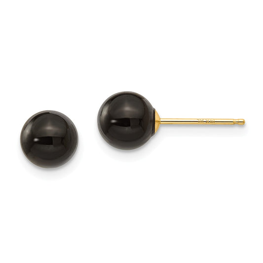 14k Yellow Gold Madi K Onyx Bead Earrings, 6mm x 6mm