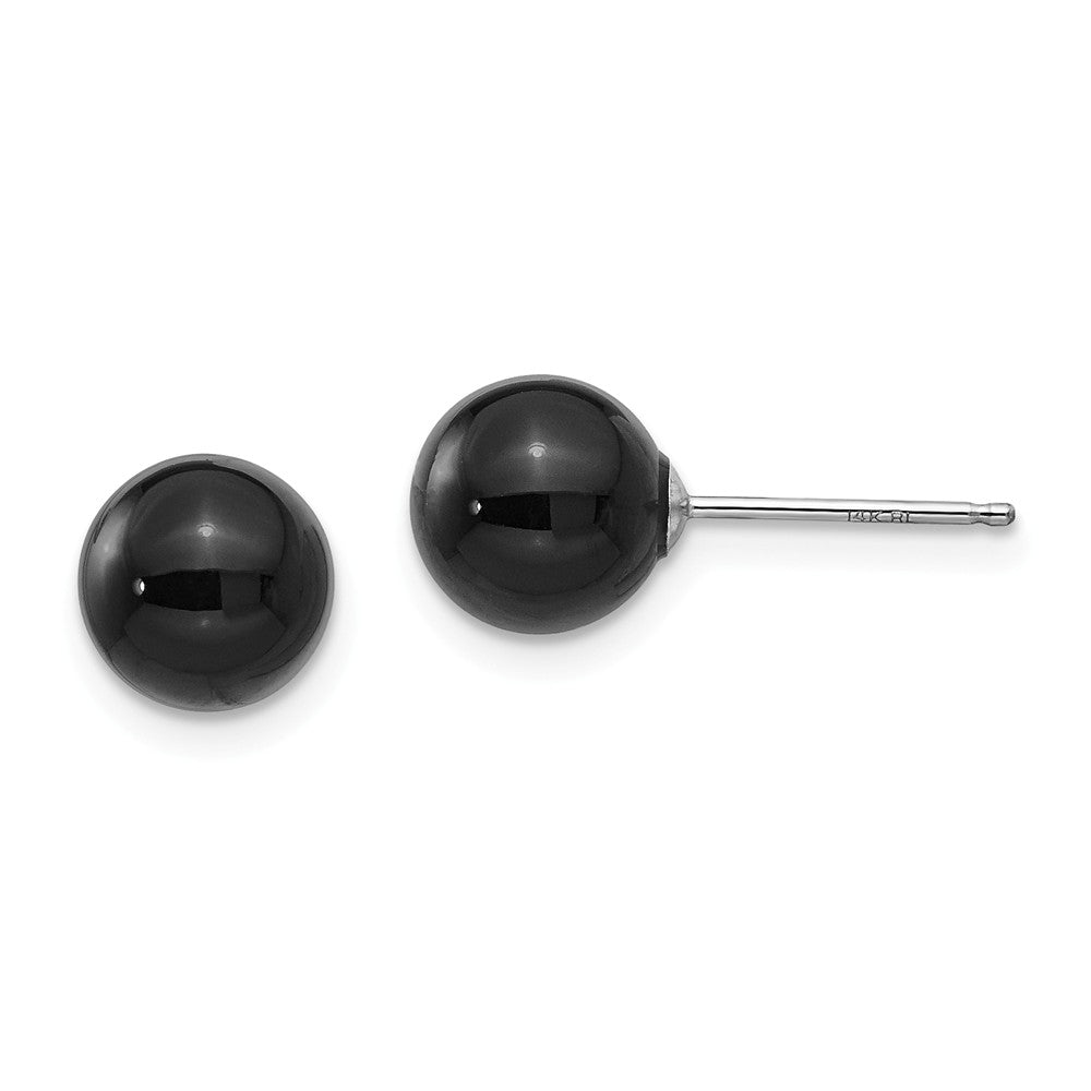14k White Gold Madi K Onyx Bead Earrings, 8mm x 8mm