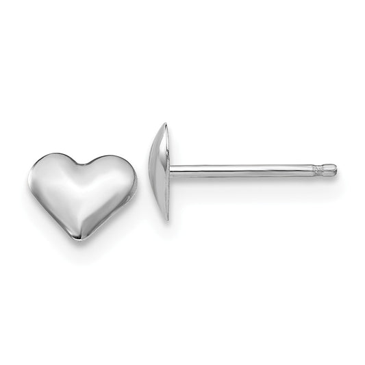 14k White Gold Madi K Small Puffed Heart Earrings, 6mm x 6mm