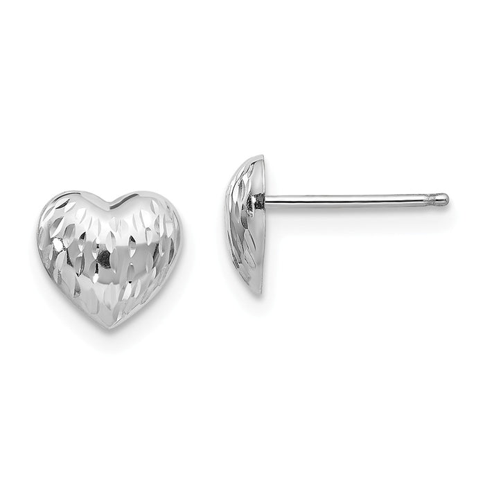 14k White Gold Madi K Diamond-Cut Heart Earrings, 7mm x 7mm