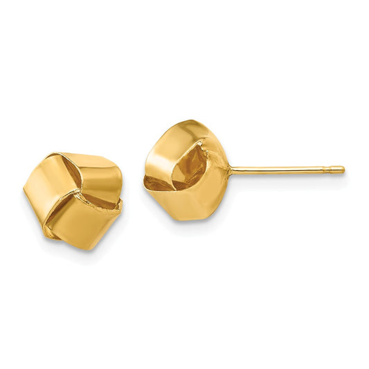 14k Yellow Gold Madi K Love Knot Band Earrings, 8mm x 7mm