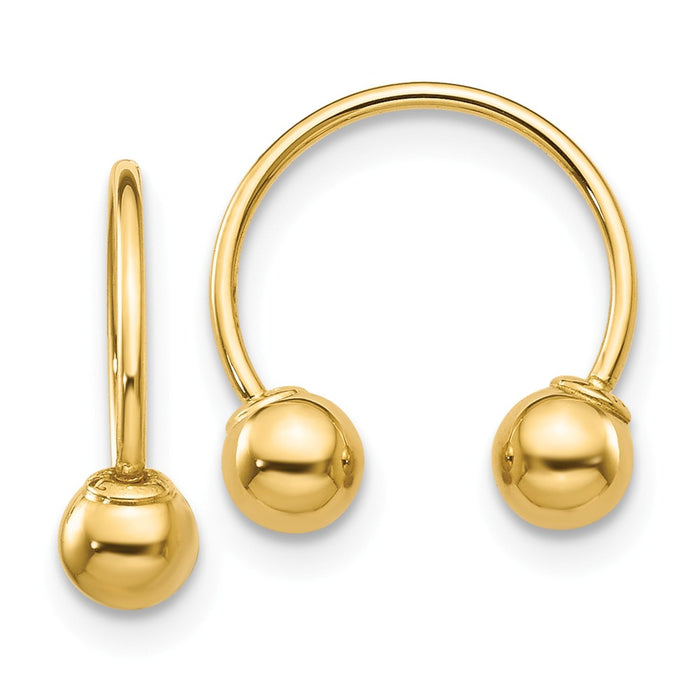 14k Yellow Gold Madi K Open Hoop Beaded Earrings, 13mm x 2mm