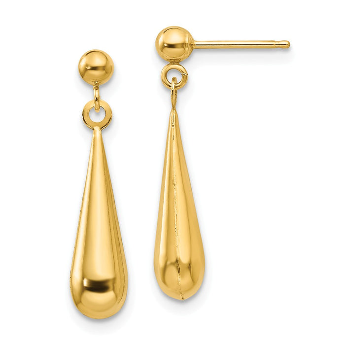 14k Yellow Gold Madi K Teardrop Dangle Post Earrings, 22mm x 4mm