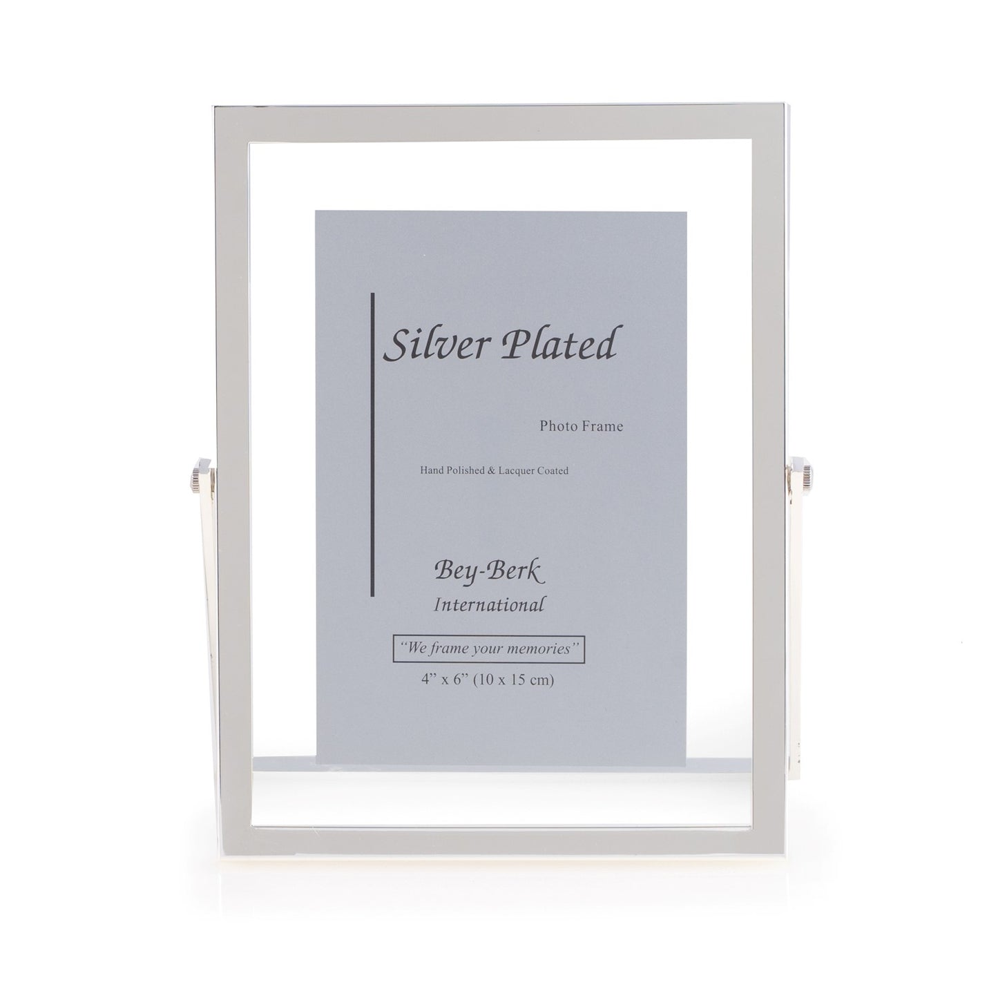 Occasion Gallery Silver Color Silver Plated 4"x6" Floating Picture Frame with Easel Back. 7 L x 8.5 W x 0.65 H in.