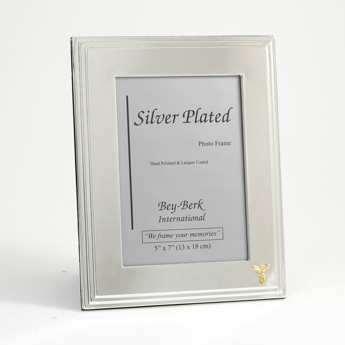 Occasion Gallery Silver Color Silver Plated 5"x7" Picture Frame with "Chiropractor" Emblem and Easel Back. 7.5 L x 0.25 W x 9.65 H in.