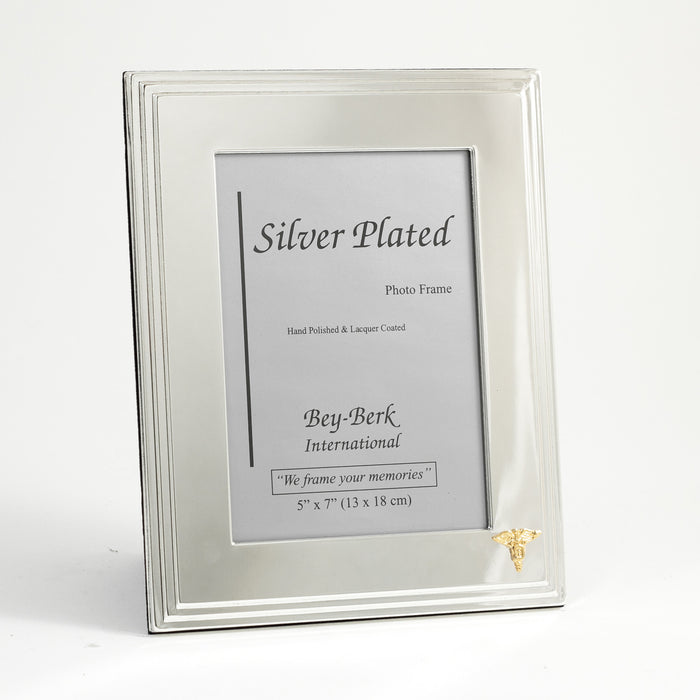 Occasion Gallery Silver Color Silver Plated 5"x7" Picture Frame with "Dental" Emblem and Easel Back. 7.5 L x 0.25 W x 9.65 H in.