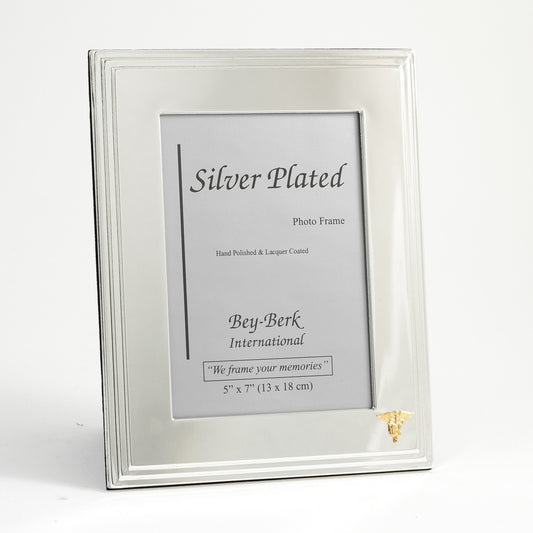 Occasion Gallery Silver Color Silver Plated 5"x7" Picture Frame with "Nursing" Emblem and Easel Back. 7.5 L x 0.25 W x 9.65 H in.