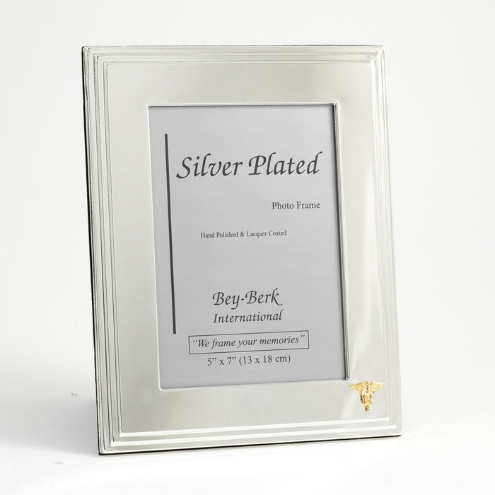 Occasion Gallery Silver Color Silver Plated 5"x7" Picture Frame with "Nursing" Emblem and Easel Back. 7.5 L x 0.25 W x 9.65 H in.
