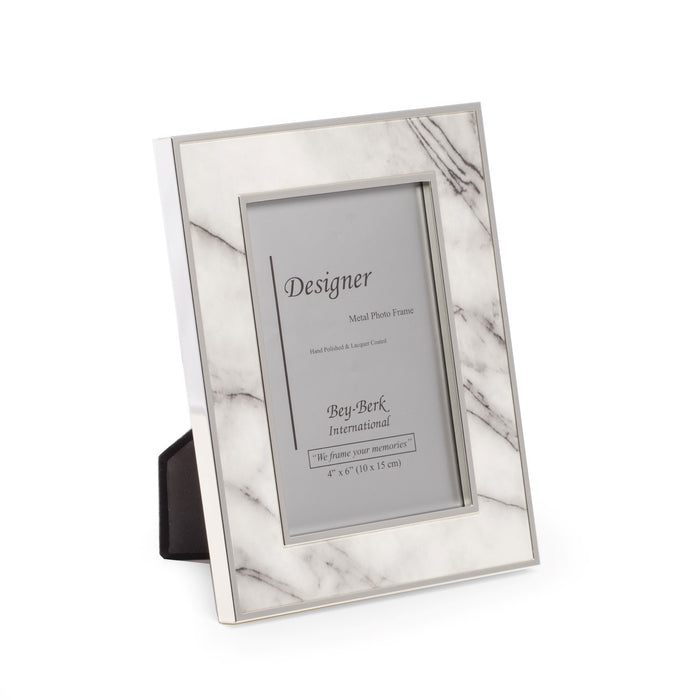Occasion Gallery SILVER Color "Marble" Design 4"x6" Picture Frame with Easel Back. 6 L x 0.5 W x 8 H in.