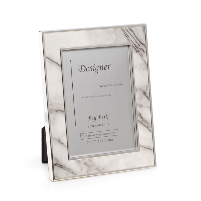 Occasion Gallery SILVER Color "Marble" Design 5"x7" Picture Frame with Easel Back. 7 L x 0.5 W x 9 H in.