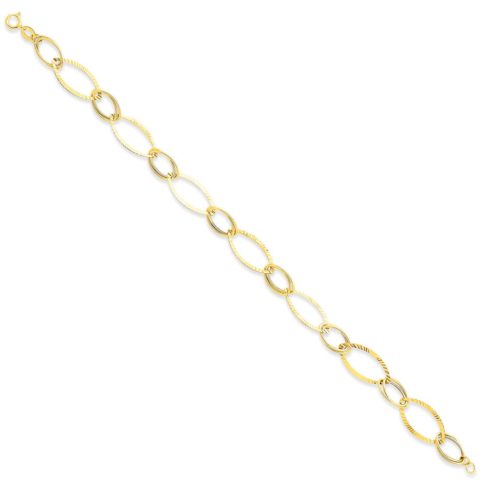 Million Charms 14k Yellow Gold Fancy Link Bracelet, Chain Length: 7.25 inches
