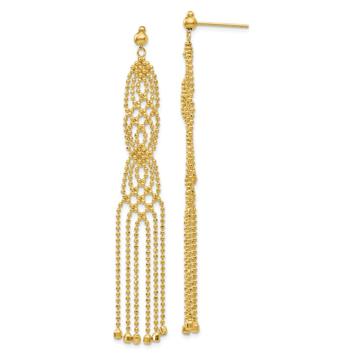 Million Charms 14k Yellow Gold Beaded Earrings, 67mm x 9mm