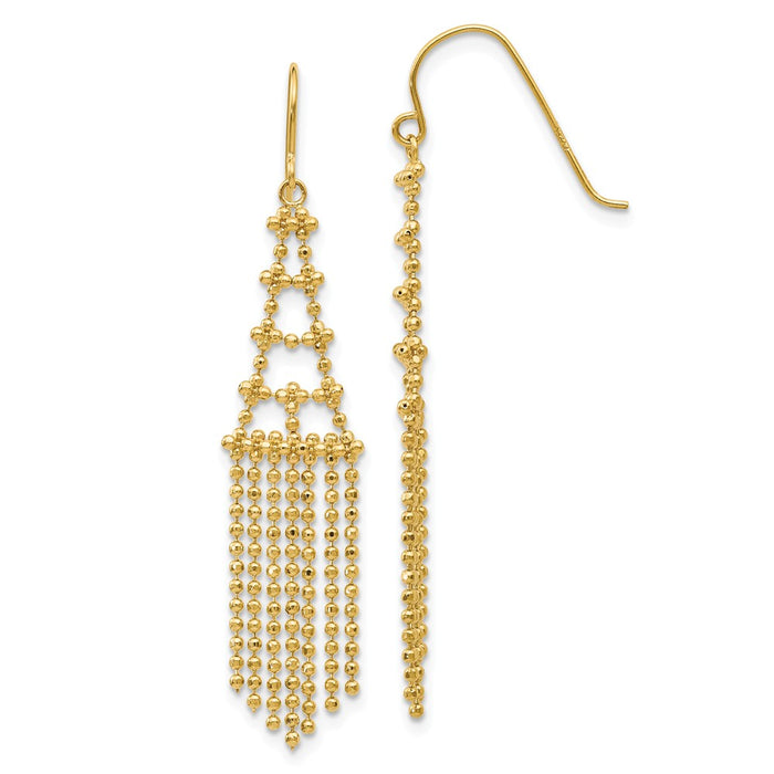 Million Charms 14k Yellow Gold Beaded Earrings, 50mm x 9mm