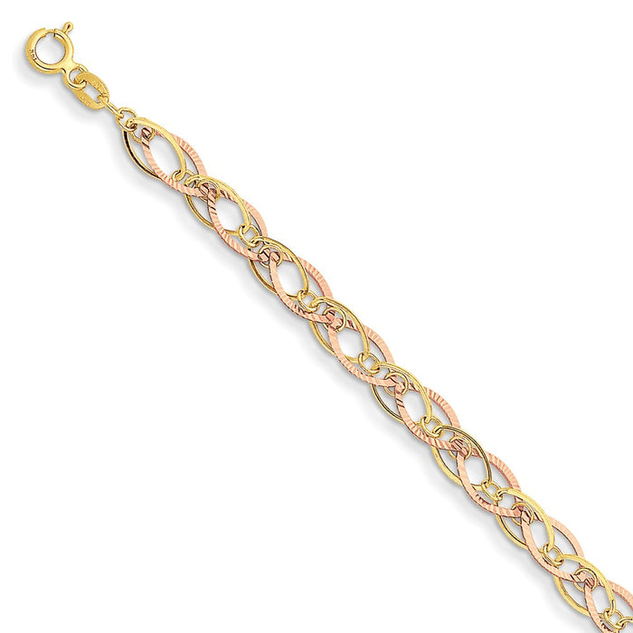 Million Charms 14k Two-tone Oval Link Bracelet, Chain Length: 7.25 inches
