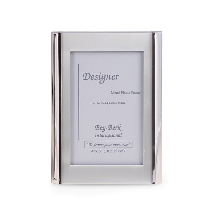 Occasion Gallery Silver Color Brushed Metal 4"x6" Picture Frame with Easel Back. 6 L x 0.25 W x 7.5 H in.