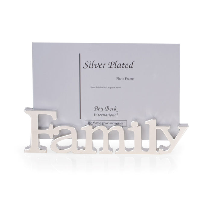 Occasion Gallery Silver Color Silver Plated 4"x6" "Family" Picture Frame. 6.75 L x 0.5 W x 4.75 H in.