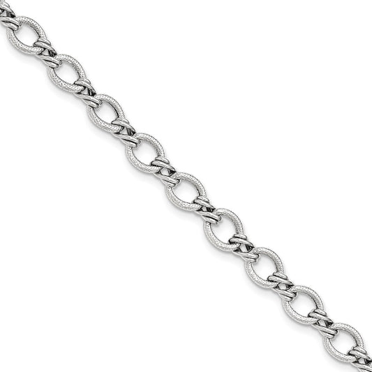 Million Charms 14K White Gold Fancy Bracelet, Chain Length: 7 inches