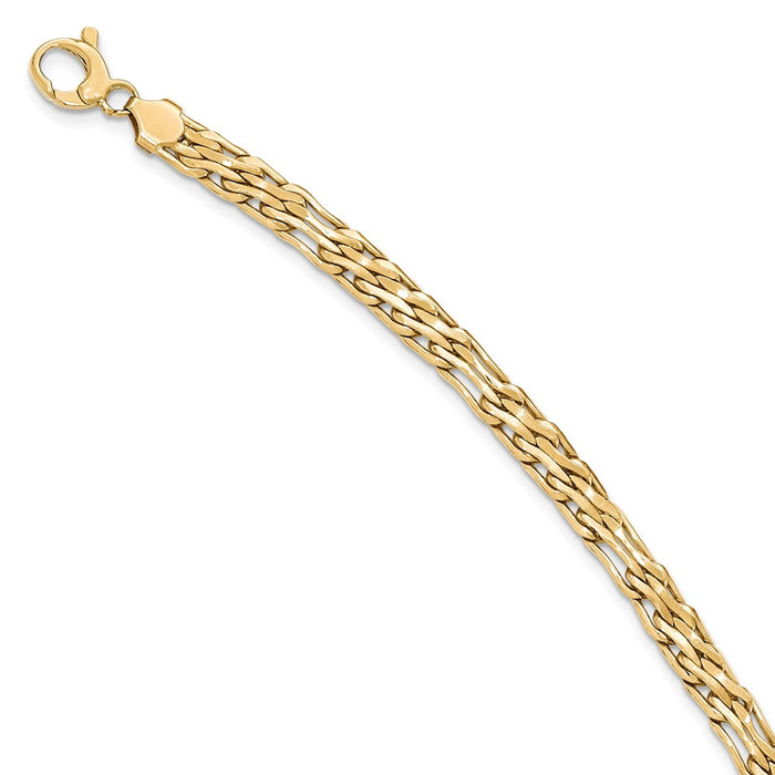Million Charms 14k Yellow Gold Polished & Satin Bracelet, Chain Length: 7.5 inches