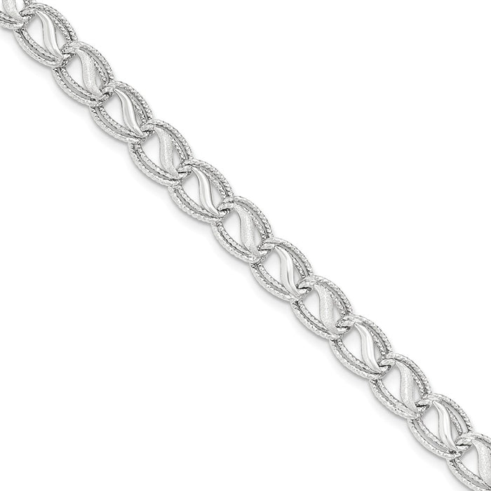 Million Charms 14K White Gold Diamond Cut Bracelet, Chain Length: 7.5 inches