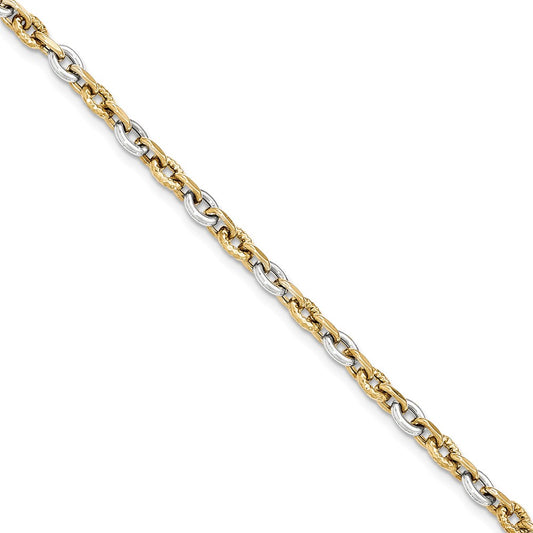 Million Charms 14K Two-tone Polished & Diamond Cut Bracelet, Chain Length: 7.5 inches