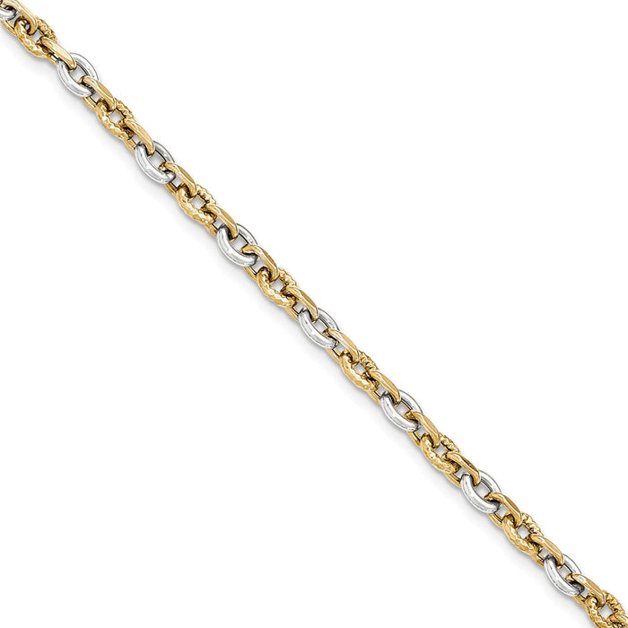 Million Charms 14K Two-tone Polished & Diamond Cut Bracelet, Chain Length: 7.5 inches