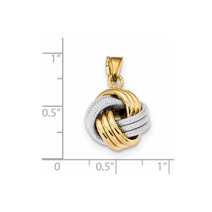 Million Charms 14K Two-Tone Polished Textured Love Knot Pendant