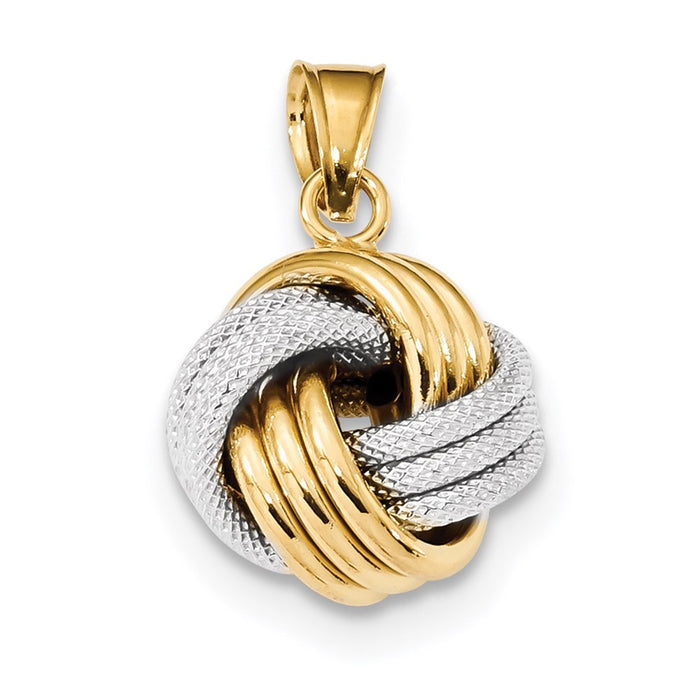 Million Charms 14K Two-Tone Polished Textured Love Knot Pendant