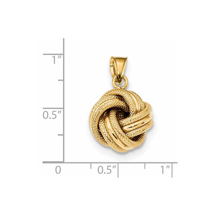 Million Charms 14K Yellow Gold Themed Polished Textured Love Knot Pendant