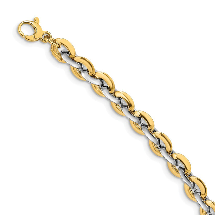Million Charms 14K Two-tone Polished w/.5 in ext. Fancy Link Bracelet, Chain Length: 7.5 inches