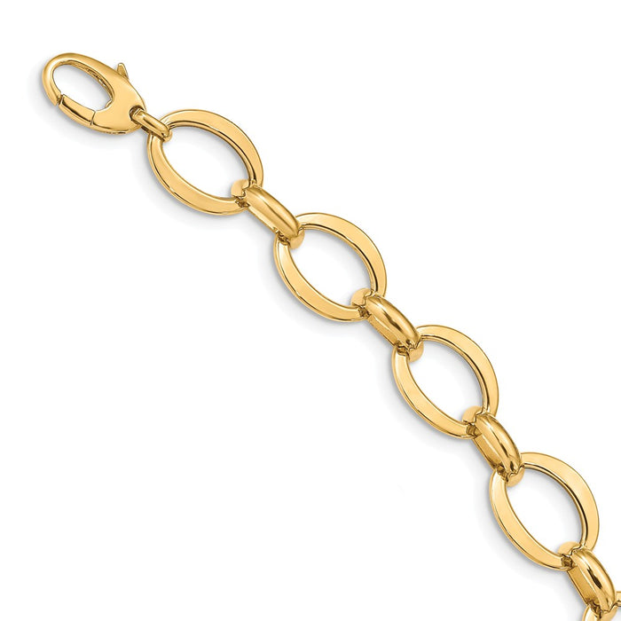 Million Charms 14k Yellow Gold Polished Fancy Link Bracelet, Chain Length: 7.5 inches