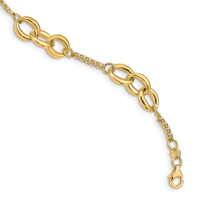 Million Charms 14k Yellow Gold Polished Fancy Link Bracelet, Chain Length: 7 inches
