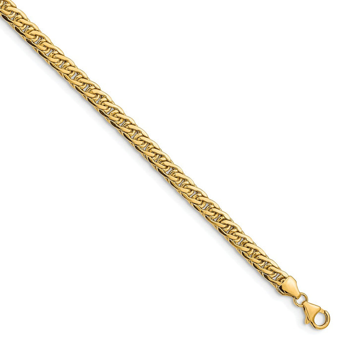 Million Charms 14k Yellow Gold Polished Fancy Curb Link Bracelet, Chain Length: 7.25 inches
