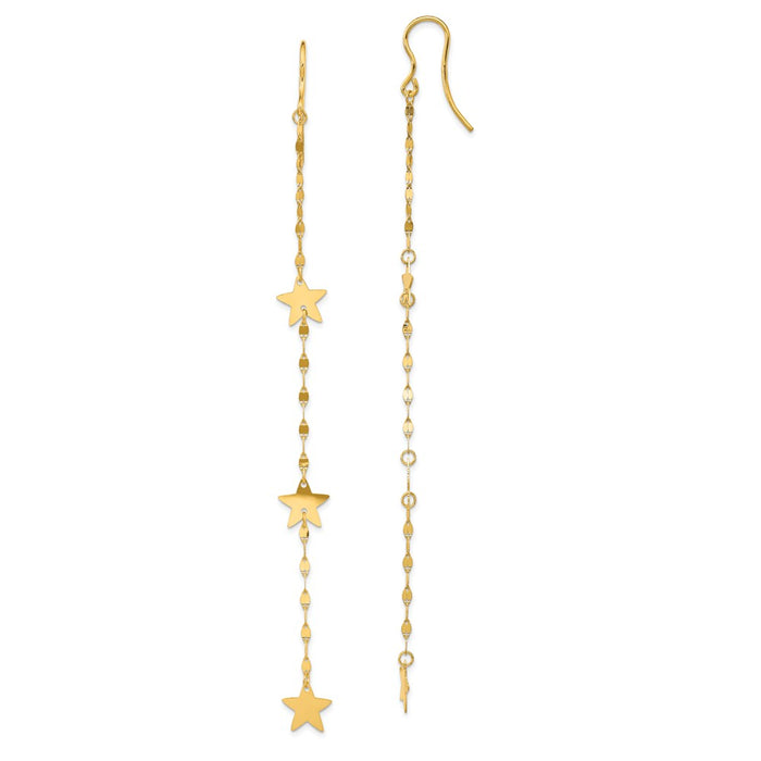 Million Charms 14k Yellow Gold Star Dangle Earrings, 4.75mm