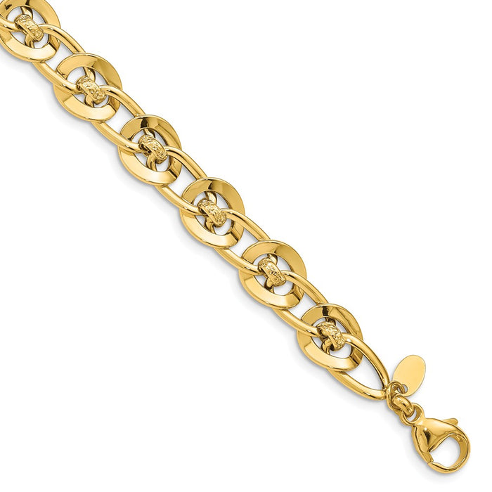 Million Charms 14k Yellow Gold Polished Fancy Link Bracelet, Chain Length: 8 inches
