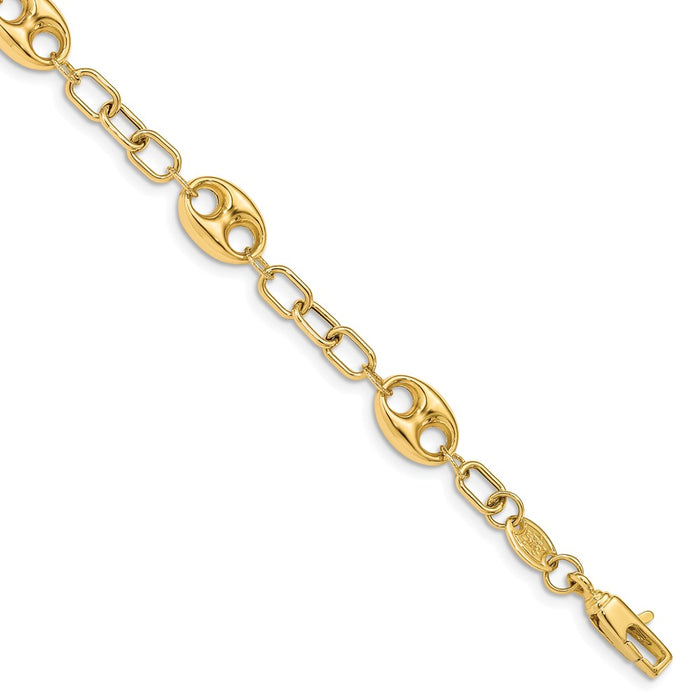 Million Charms 14k Yellow Gold Polished Fancy Link Bracelet, Chain Length: 7.5 inches