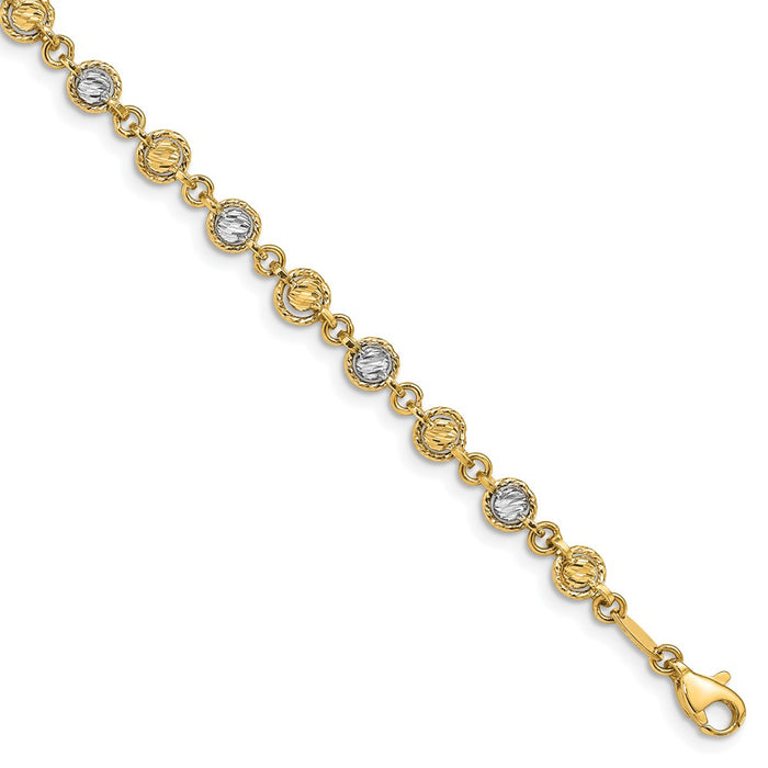 Million Charms 14K Two-tone Fancy Bracelet, Chain Length: 7.5 inches