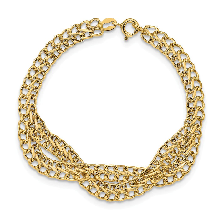 Million Charms 14k Yellow Gold Link Bracelet, Chain Length: 7 inches