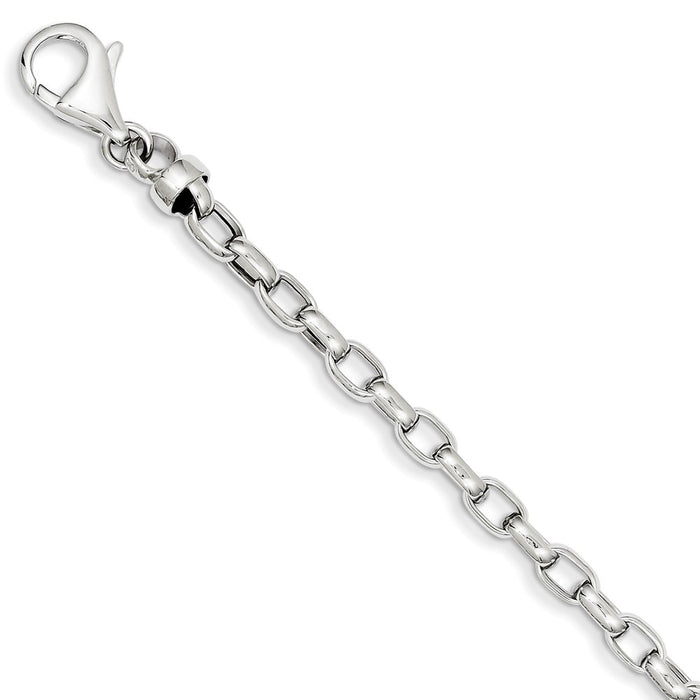 Million Charms 14k White Gold 7.5in 4.75mm Polished Fancy Bracelet, Chain Length: 7.5 inches