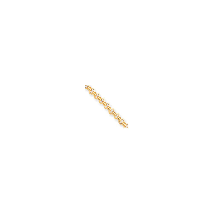 Million Charms 14k Yellow Gold 8.5in 5mm Polished Fancy Rolo Link Bracelet, Chain Length: 8.5 inches
