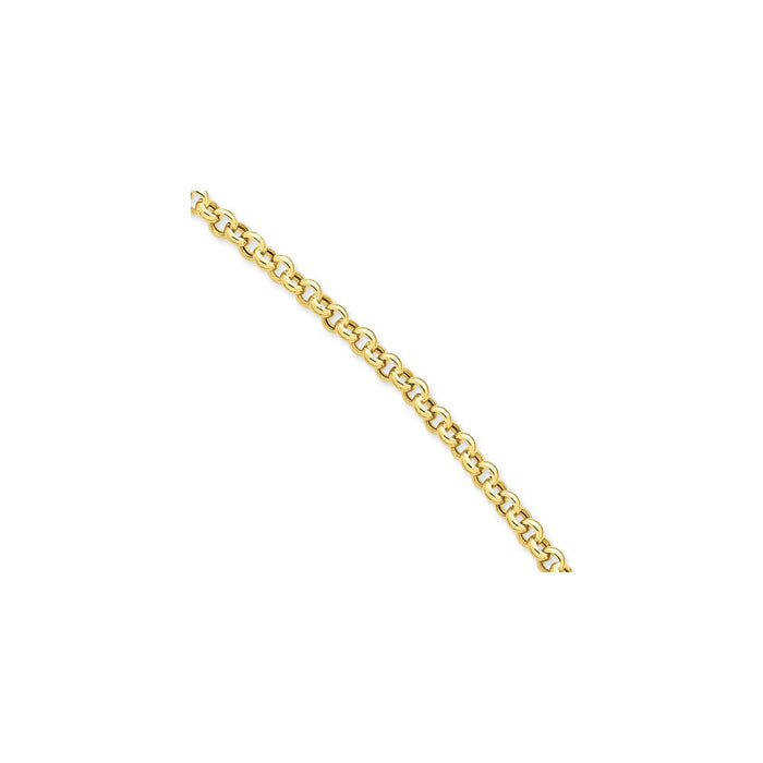 Million Charms 14k Yellow Gold 7.5in 5mm Polished Fancy Rolo Link Bracelet, Chain Length: 7.5 inches