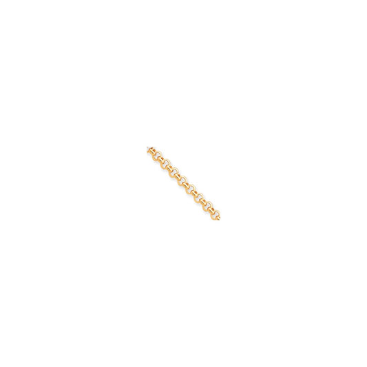 Million Charms 14k Yellow Gold 7.5in 6.25mm Polished Fancy Rolo Link Bracelet, Chain Length: 7.5 inches