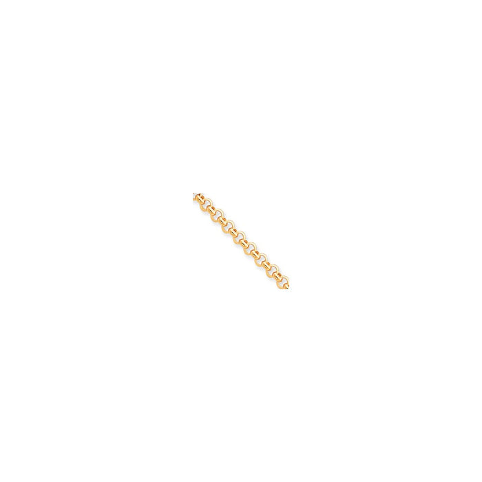 Million Charms 14k Yellow Gold 8.5in 6.25mm Polished Fancy Rolo Link Bracelet, Chain Length: 8.5 inches