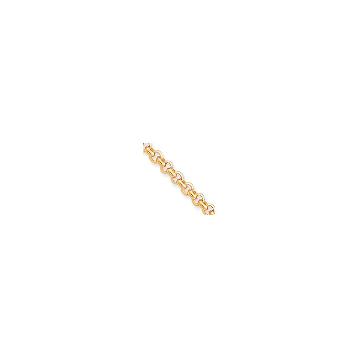 Million Charms 14k Yellow Gold 7.5in 7mm Polished Fancy Rolo Link Bracelet, Chain Length: 7.5 inches