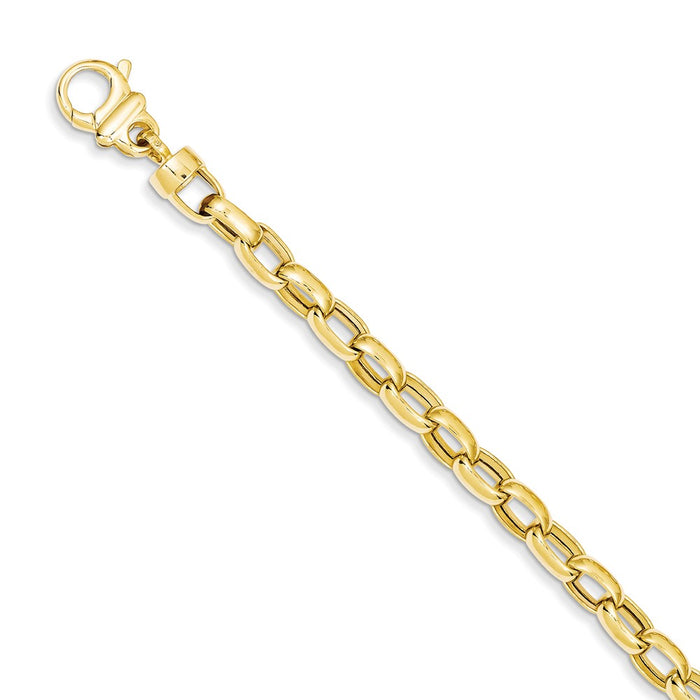 Million Charms 14k Yellow Gold 7.5in 6.25mm Polished Fancy Link Bracelet, Chain Length: 7.5 inches