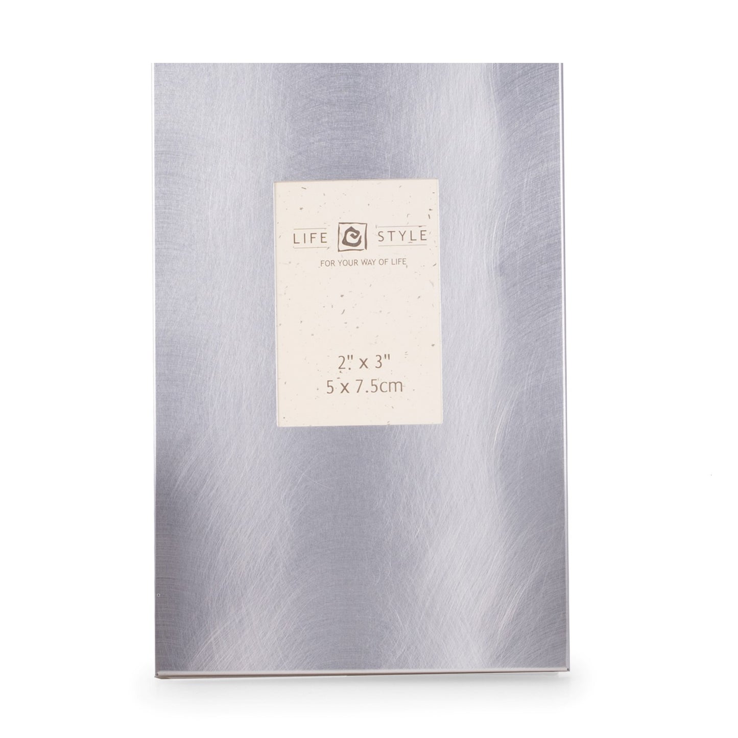 Occasion Gallery Silver Color Brushed Metal 2"x3" Picture Frame with Easel Back. 5 L x 0.5 W x 7.5 H in.